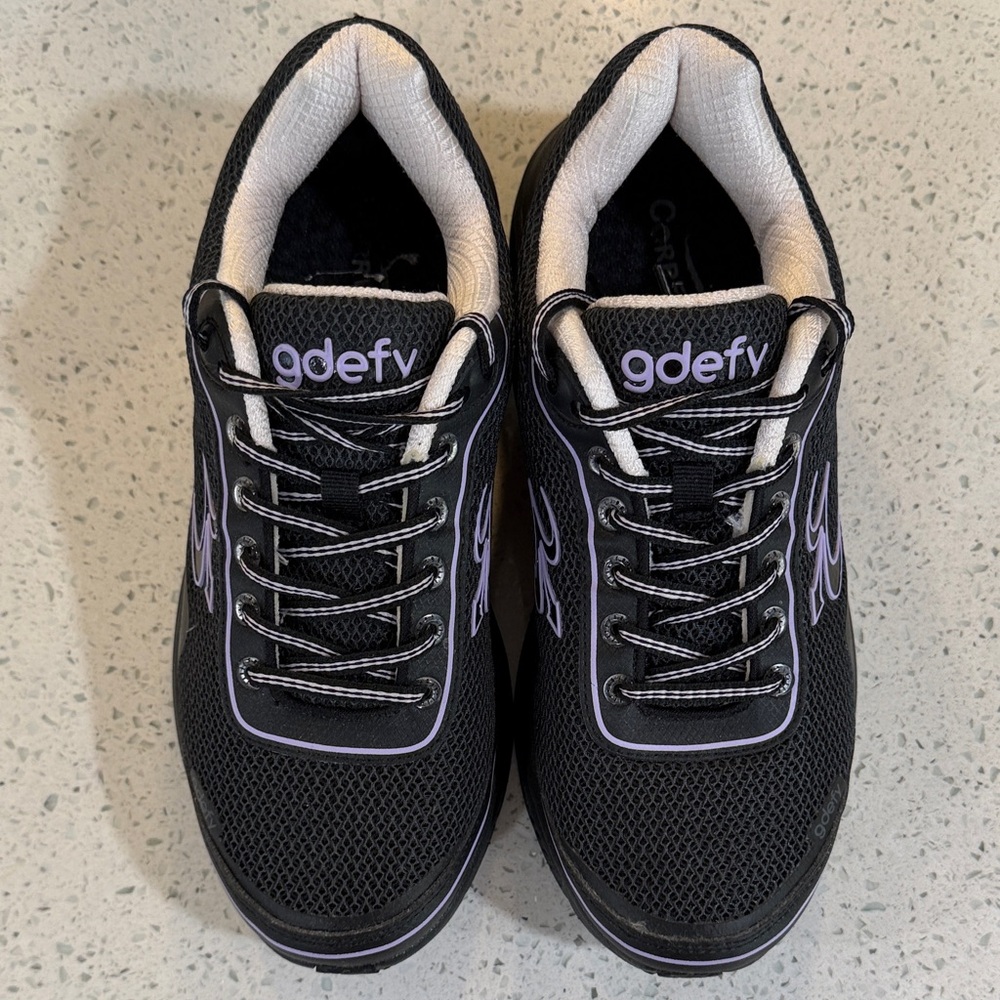 Gdefy Gravity Defyer Black Purple Comfort Walking Shoes Women's Size 8.5
